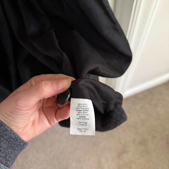 Madewell Charcoal Wool Blend Coat, Size 2 - Picture 6 of 6